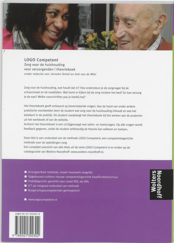 Theorieboek Zorg voor de huishouding LOGO Competent achterkant