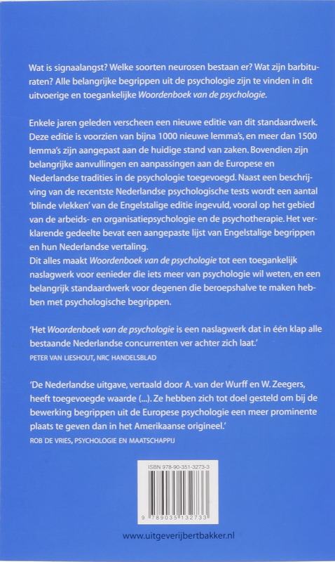 Woordenboek van de Psychologie achterkant