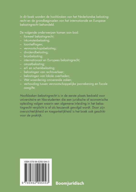 Hoofdzaken belastingrecht / Boom fiscale studieboeken achterkant