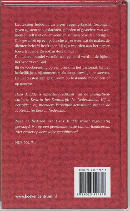 Op De Wijze Van Het Lied achterkant