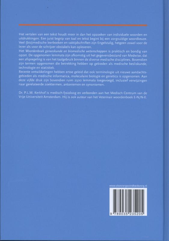 Woordenboek geneeskunde en biomedische wetenschappen E-N / N-E achterkant