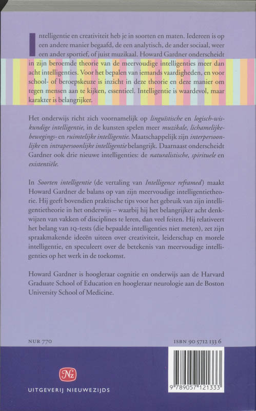 Soorten intelligentie achterkant