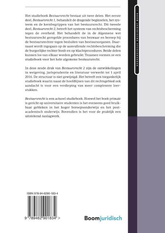 Bestuursrecht / deel 2 / Boom Juridische studieboeken achterkant