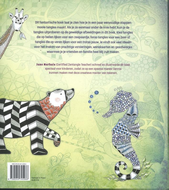 Zentangle tekenboek voor kids achterkant