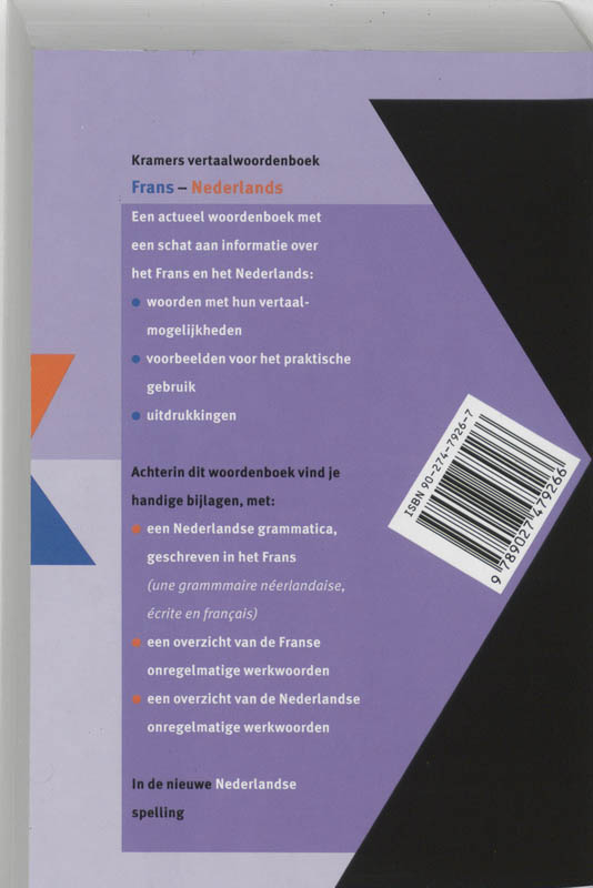 Kramers Vertaalwoordenboek Fr Ned achterkant