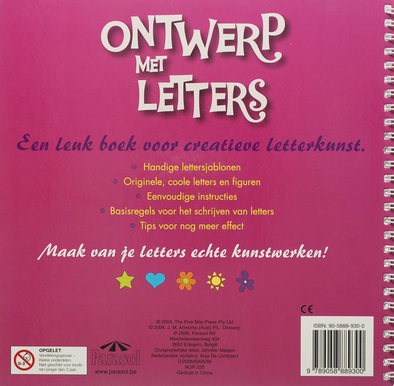 Ontwerp met letters achterkant