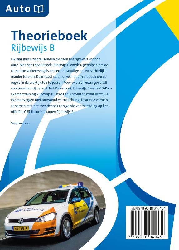 Rijbewijs B - Auto / Theorieboek / ANWB rijopleiding achterkant