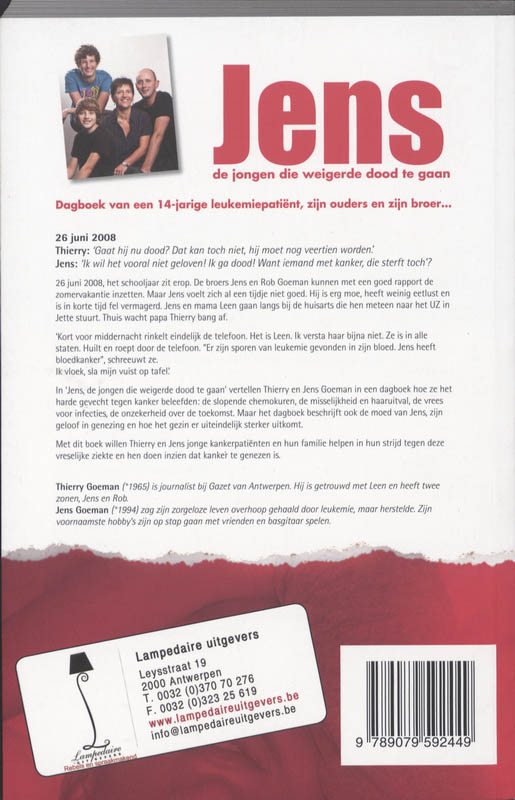 Jens, De Jongen Die Weigerde Dood Te Gaan achterkant