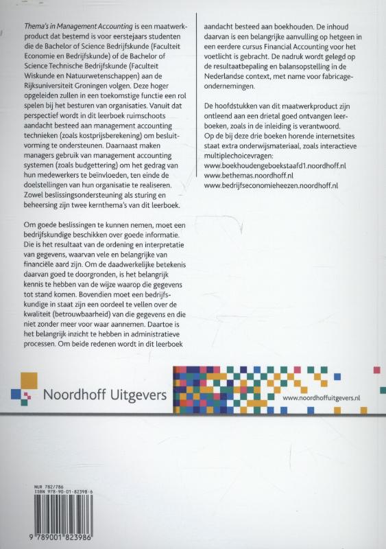 Thema's in management accounting RUG achterkant