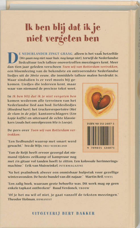 Ik Ben Blij Dat Ik Je Niet Vergeten Ben achterkant