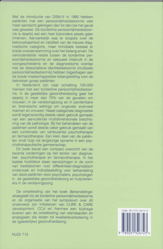 Behandelingsstrategieen bij de borderline persoonlijkheidsstoornis / CCD-Reeks achterkant