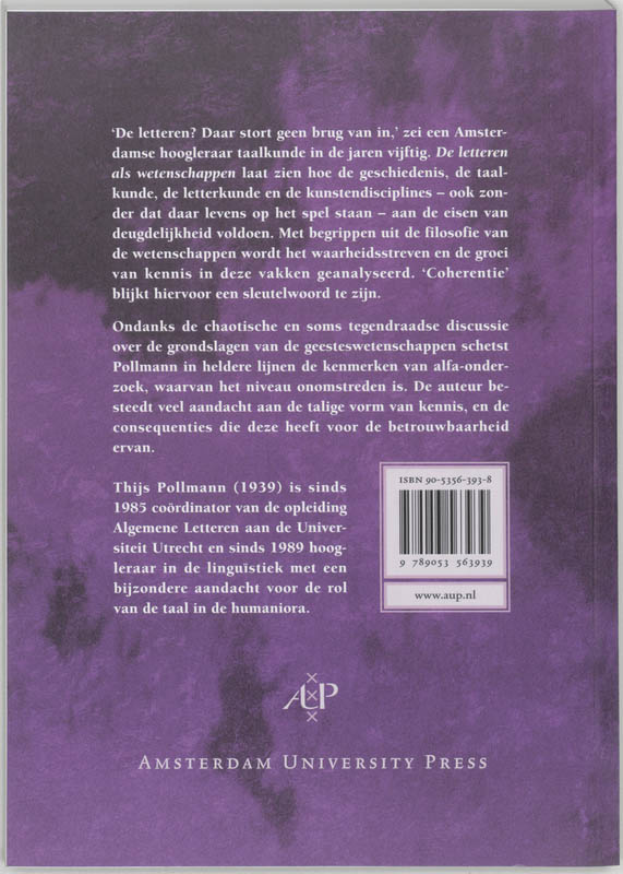 De letteren als wetenschappen achterkant