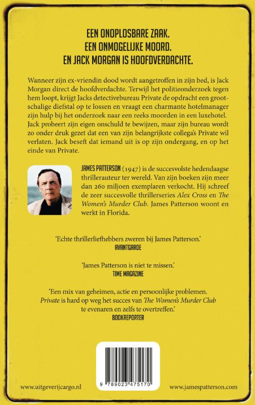 Private: De hoofdverdachte - James Patterson, Maxine Paetro achterkant