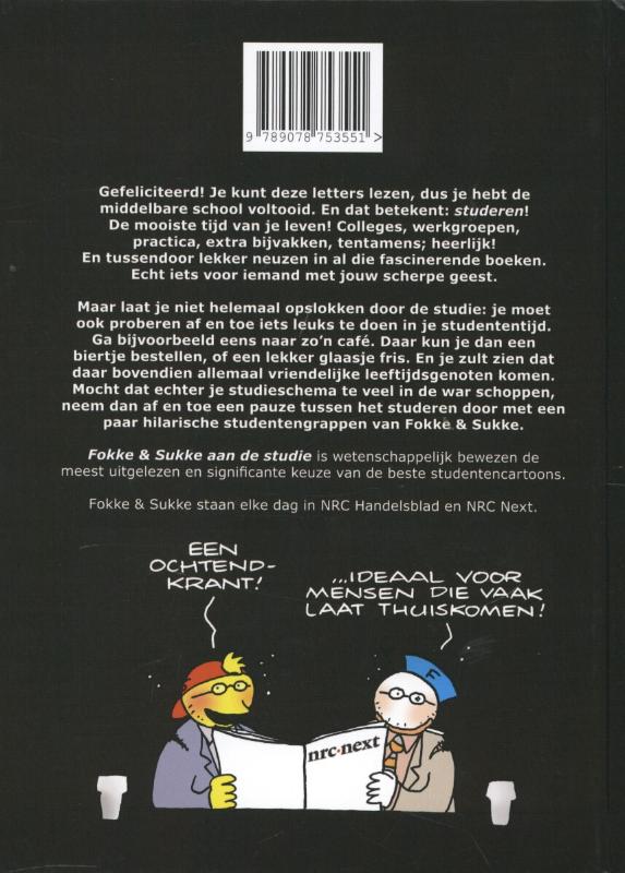 Fokke & Sukke aan de studie achterkant