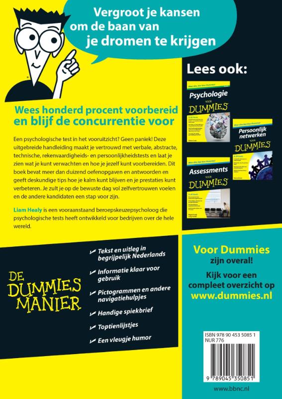 Psychologische tests voor Dummies / Voor Dummies achterkant