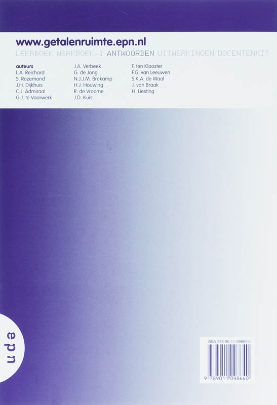 Getal en Ruimte / Havo A 1 / deel Antwoorden achterkant