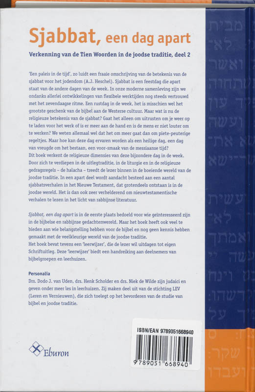 Sjabbat, een dag apart 2 achterkant