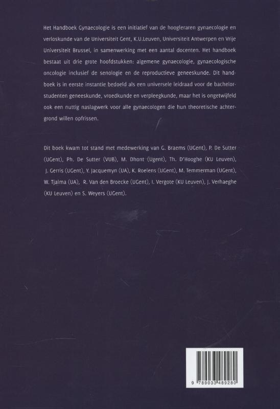 Handboek gynaecologie achterkant