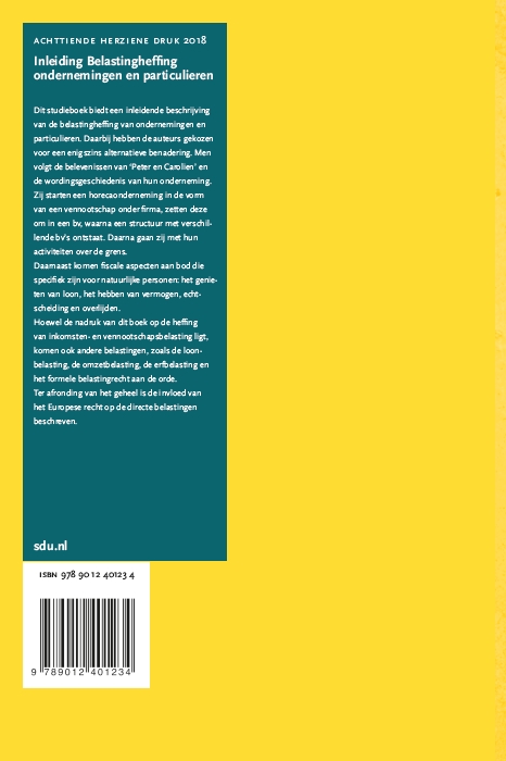 Inleiding Belastingheffing ondernemingen en particulieren. achterkant