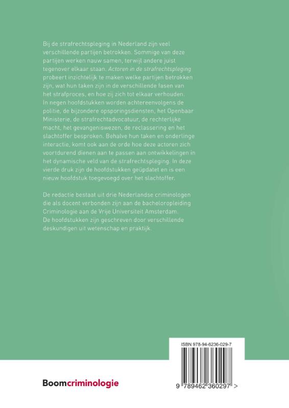 Actoren in de strafrechtspleging / Boom studieboeken criminologie achterkant