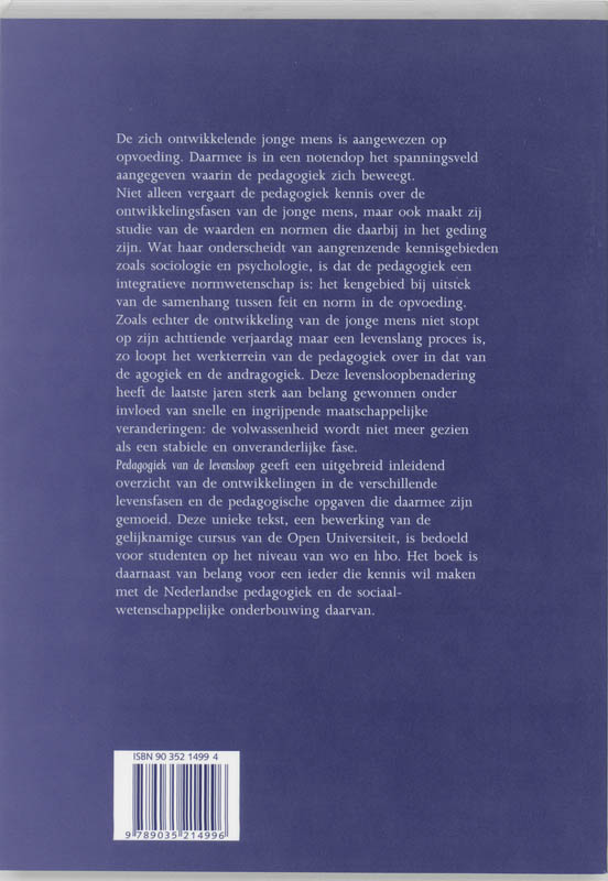 Pedagogiek van de levensloop / Kinder- en jeugdstudies achterkant