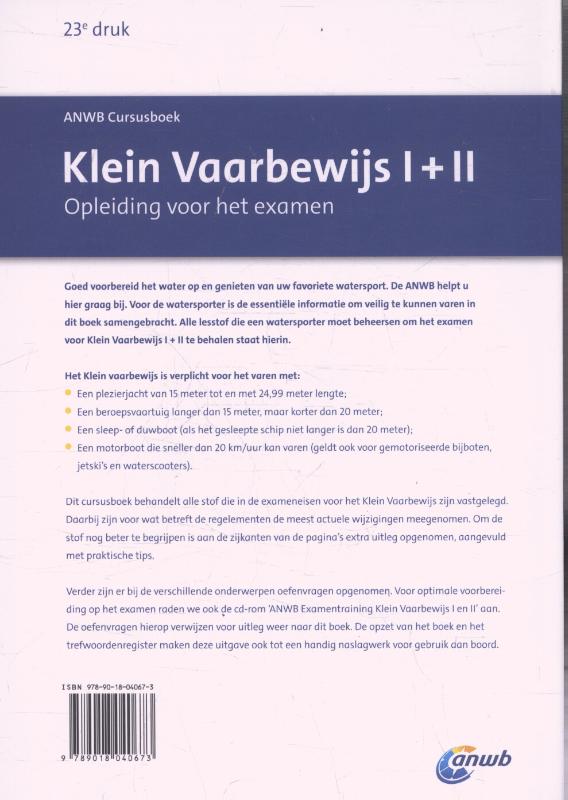 Klein Vaarbewijs I + II cursusboek Studieboek voor het examen achterkant