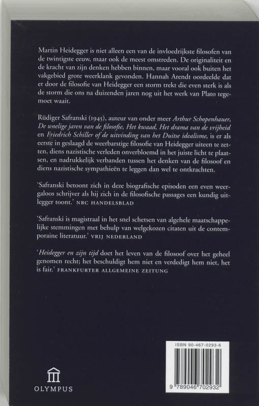 Heidegger en zijn tijd / Olympus achterkant