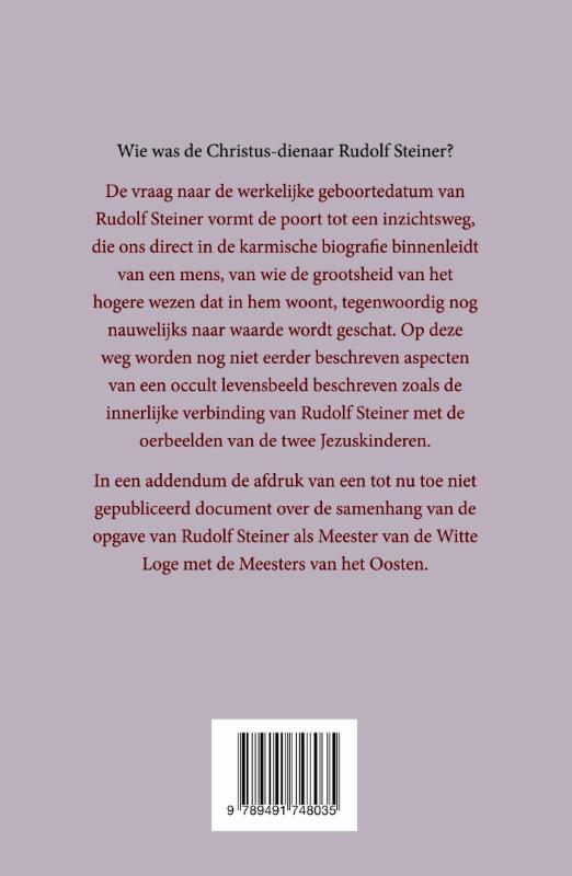 Rudolf Steiner - meester van de witte loge achterkant