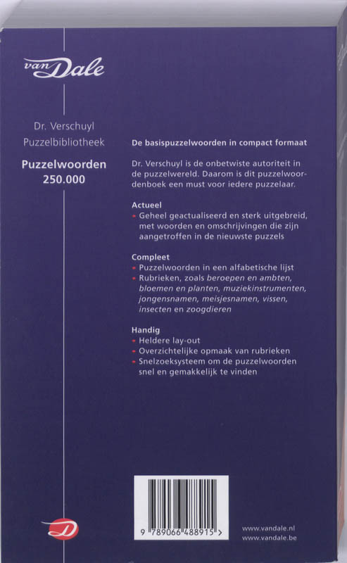 Van Dale Dr. Verschuyl Puzzelwoorden 250.000 achterkant