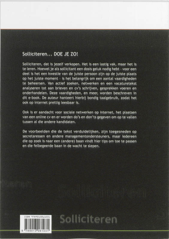 Solliciteren...doe je zo! / Management support achterkant
