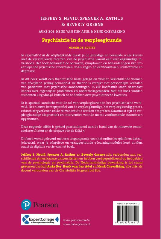 Psychiatrie in de verpleegkunde achterkant