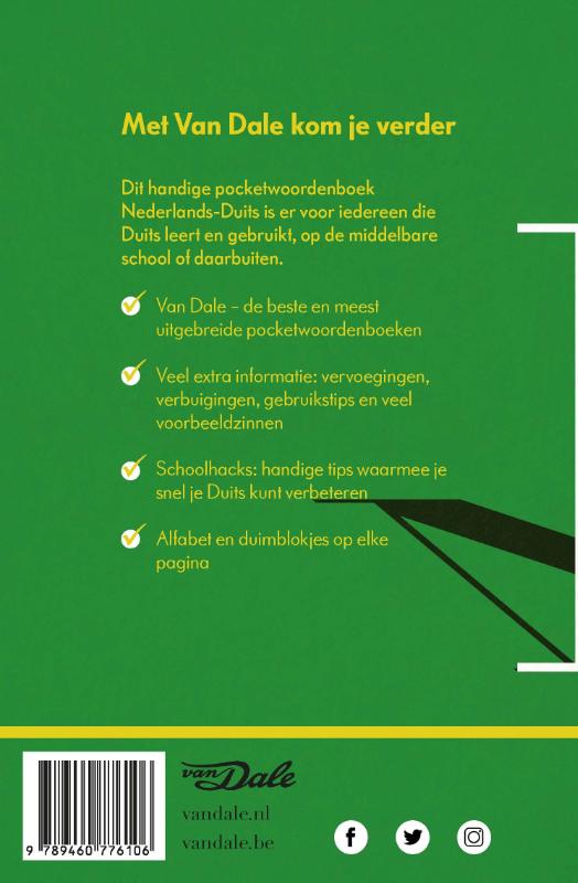 Van Dale Pocketwoordenboek Nederlands-Duits achterkant