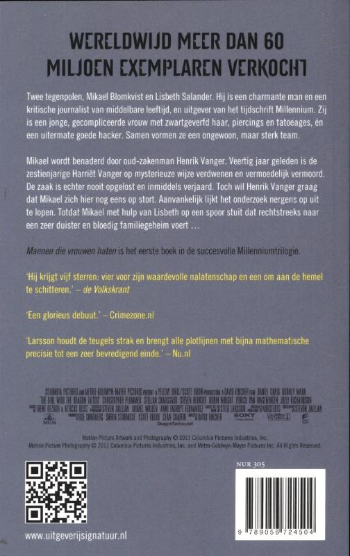 Millennium 1 - Mannen die vrouwen haten achterkant