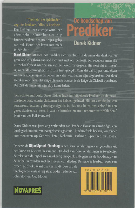 De boodschap van Prediker / De Bijbel spreekt vandaag achterkant