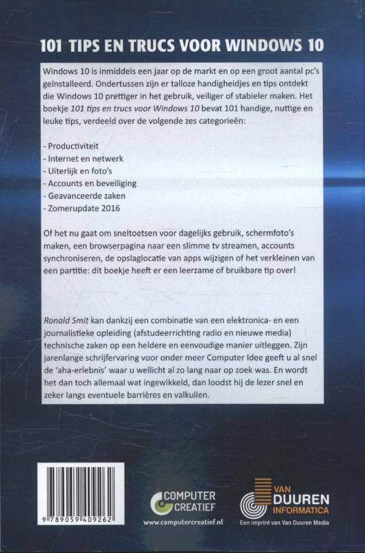 101 tips en trucs voor Windows 10 achterkant