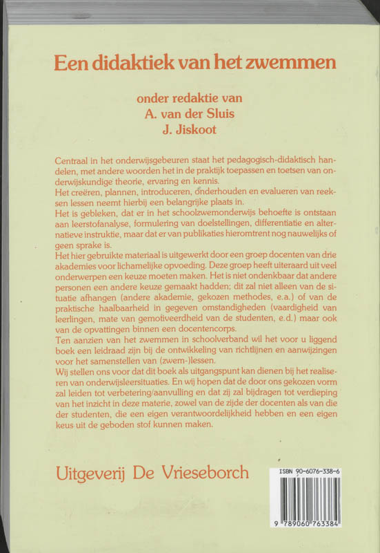 Een Didaktiek Van Het Zwemmen achterkant