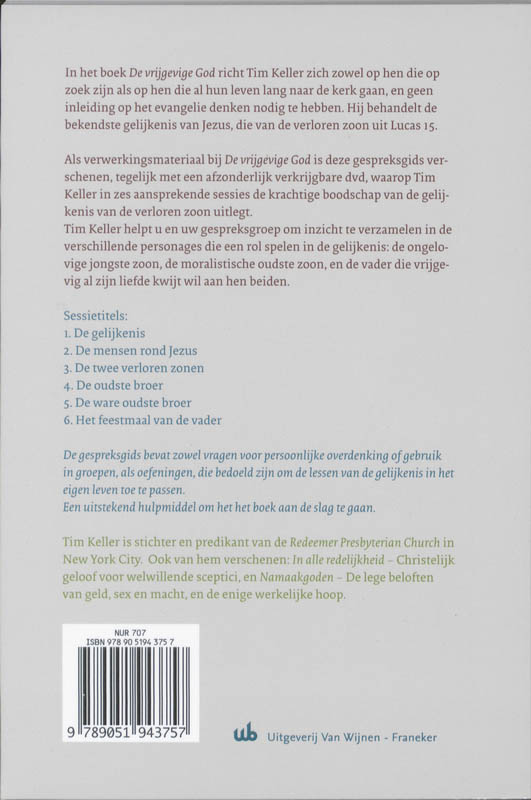 De vrijgevige God gespreksgids achterkant