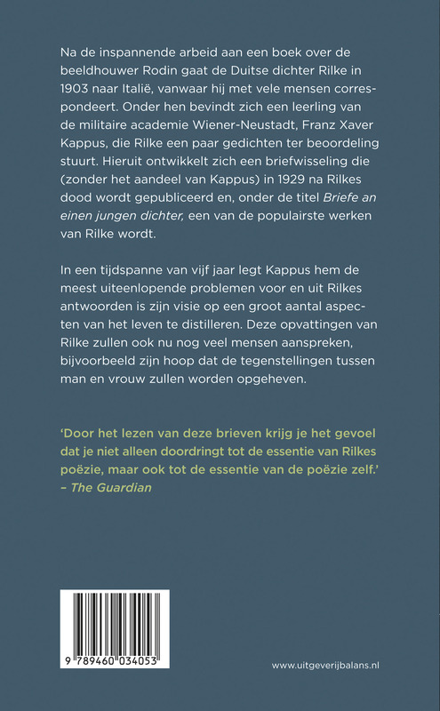 Brieven aan een jonge dichter achterkant