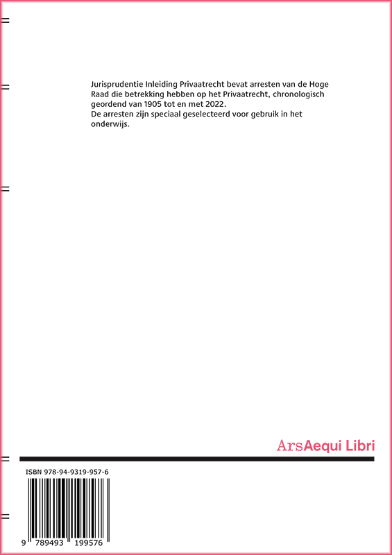Jurisprudentie Inleiding privaatrecht 1905-2022 / Ars Aequi Jurisprudentie achterkant
