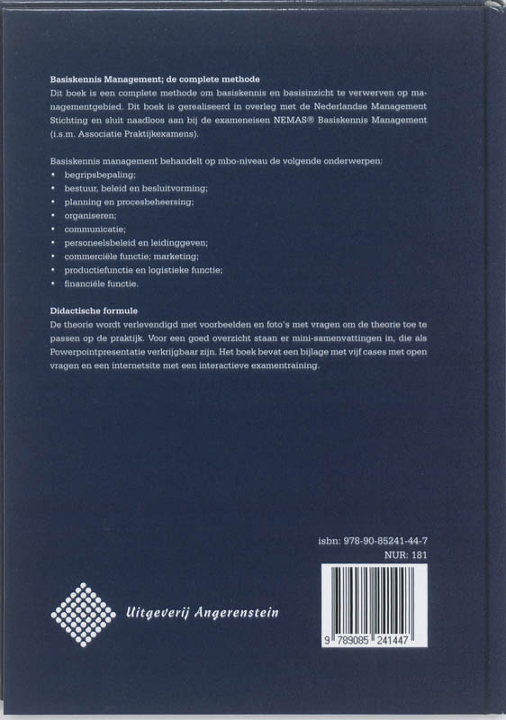 Basiskennis Management achterkant