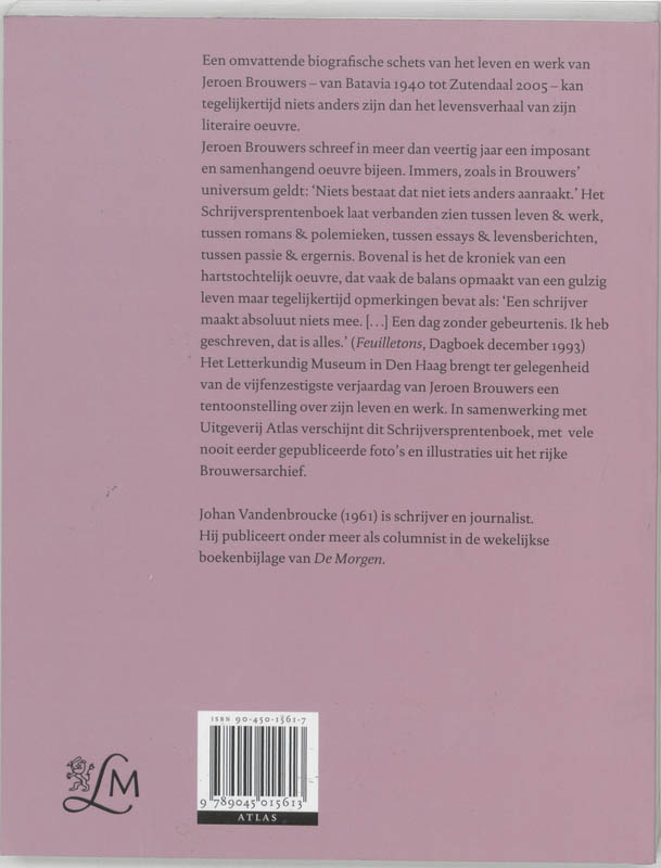 Jeroen Brouwers / Schrijversprentenboek achterkant