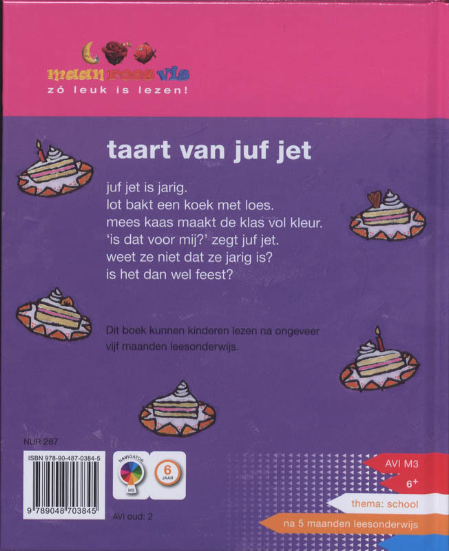 Taart van juf Jet / Maan roos vis achterkant