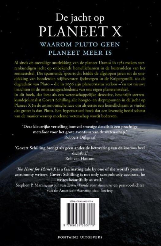 De jacht op planeet X / druk Heruitgave achterkant