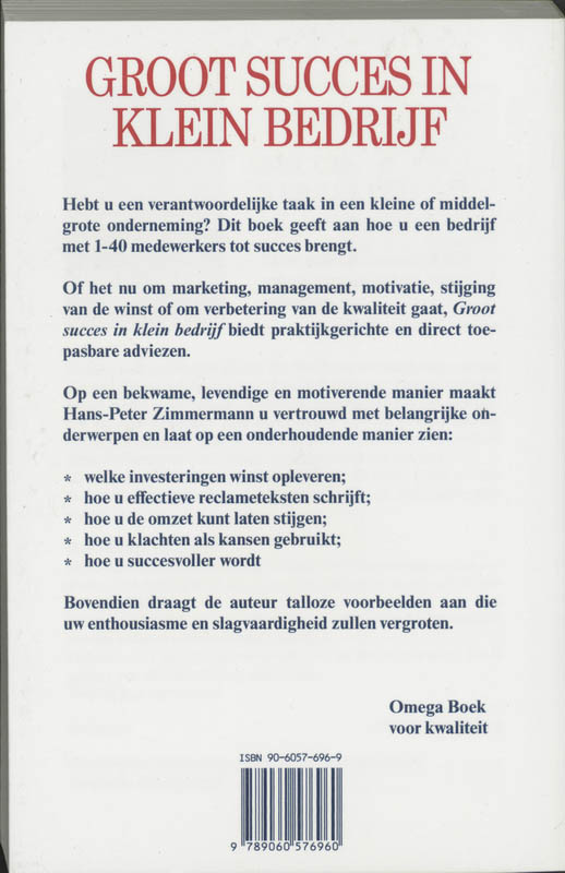 Groot succes in klein bedrijf achterkant