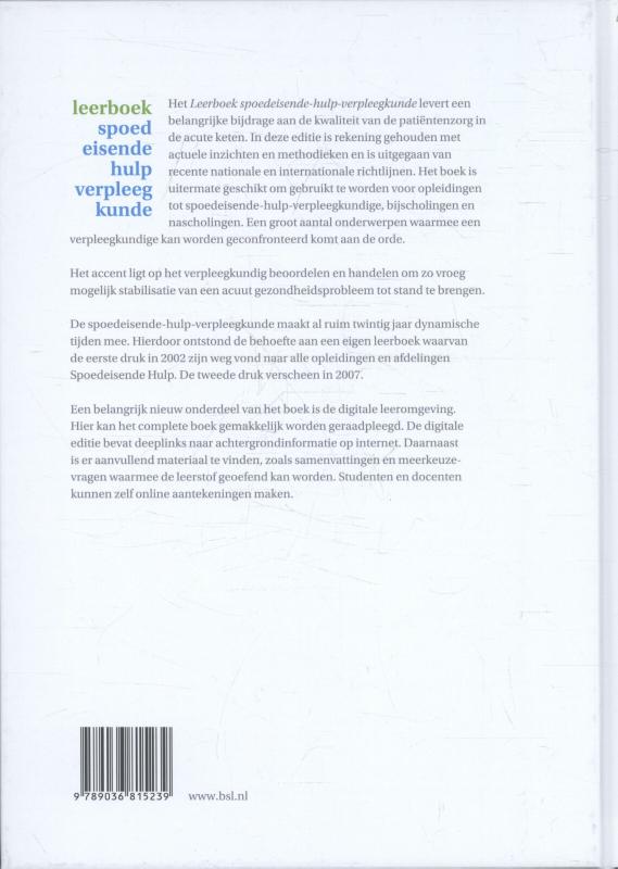 Leerboek Spoedeisende-Hulp-Verpleegkunde achterkant