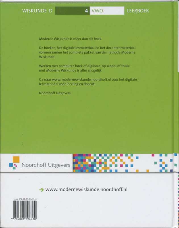 Moderne Wiskunde  4 vwo D achterkant