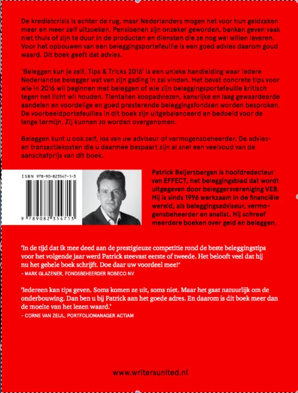 Beleggen kun je zelf / 2016 / Writers United BV achterkant