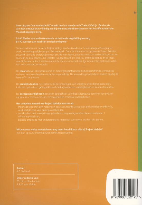 Communicatie MZ / Basisboek theorie niveau 3 en 4 / Traject Welzijn achterkant