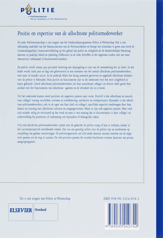 Positie en expertise van de allochtone politiemedewerker / Politiewetenschap / 37 achterkant