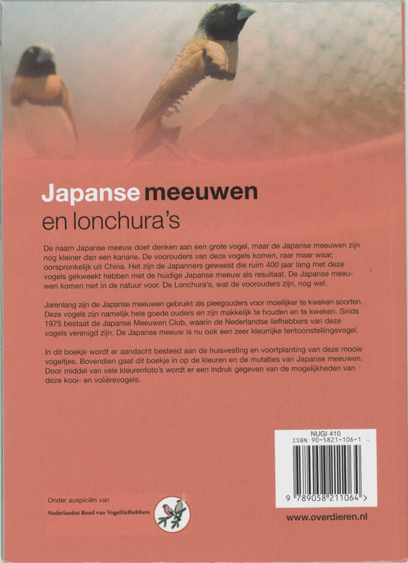 Japanse meeuwen en lonchura's / Over Dieren / 101 achterkant
